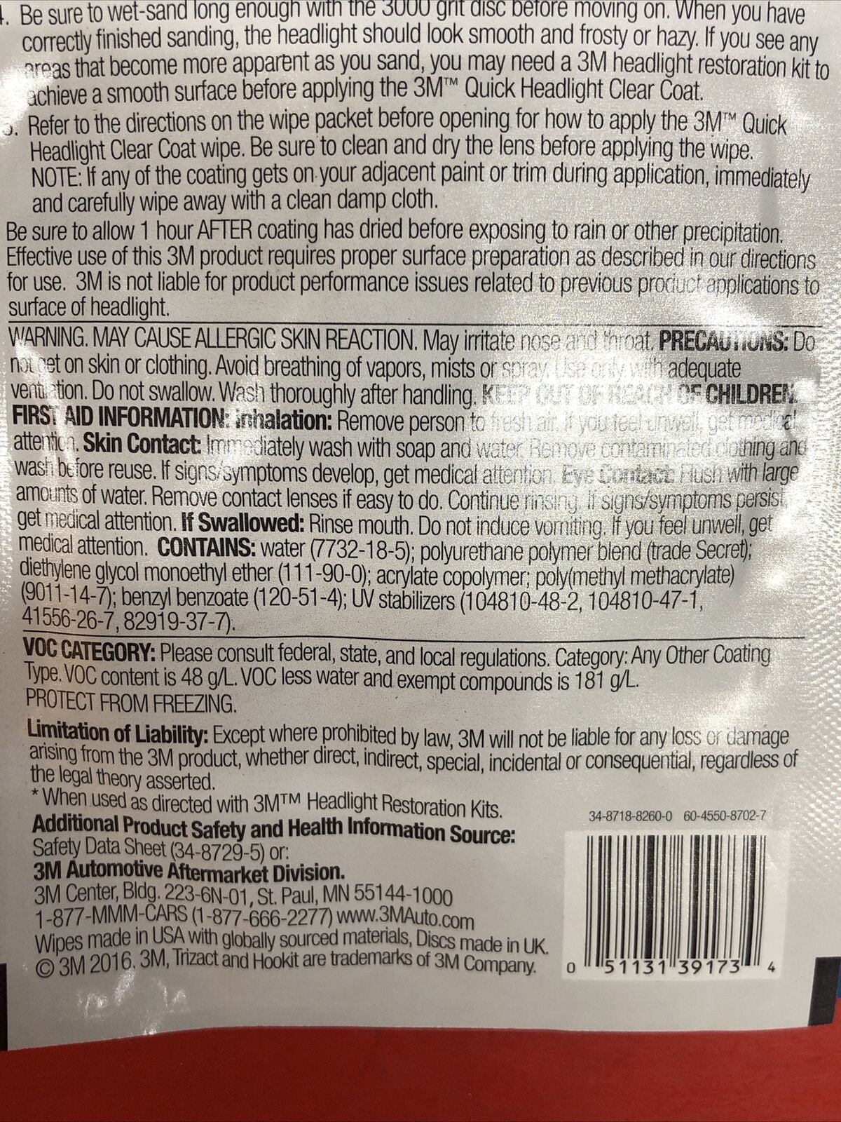 2 PACKS 3M 39173 QUICK HEADLIGHT CLEAR COAT EXTREME UV PROTECTION