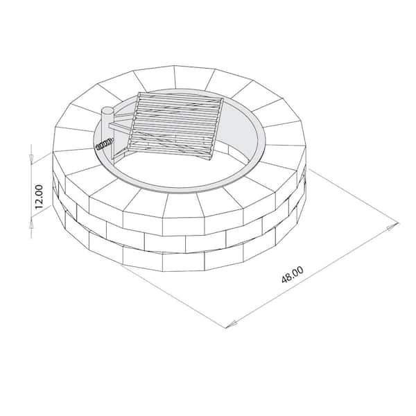 Grand 48 in. Fire Pit Kit in Bluestone with Cooking Grate