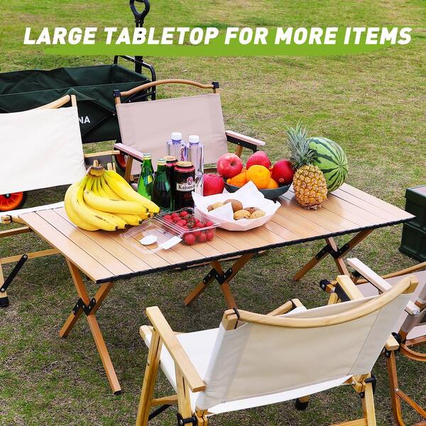 45.66 in. Brown Rectangle Steel Picnic Table Seats 4-6 People with Carry Bag