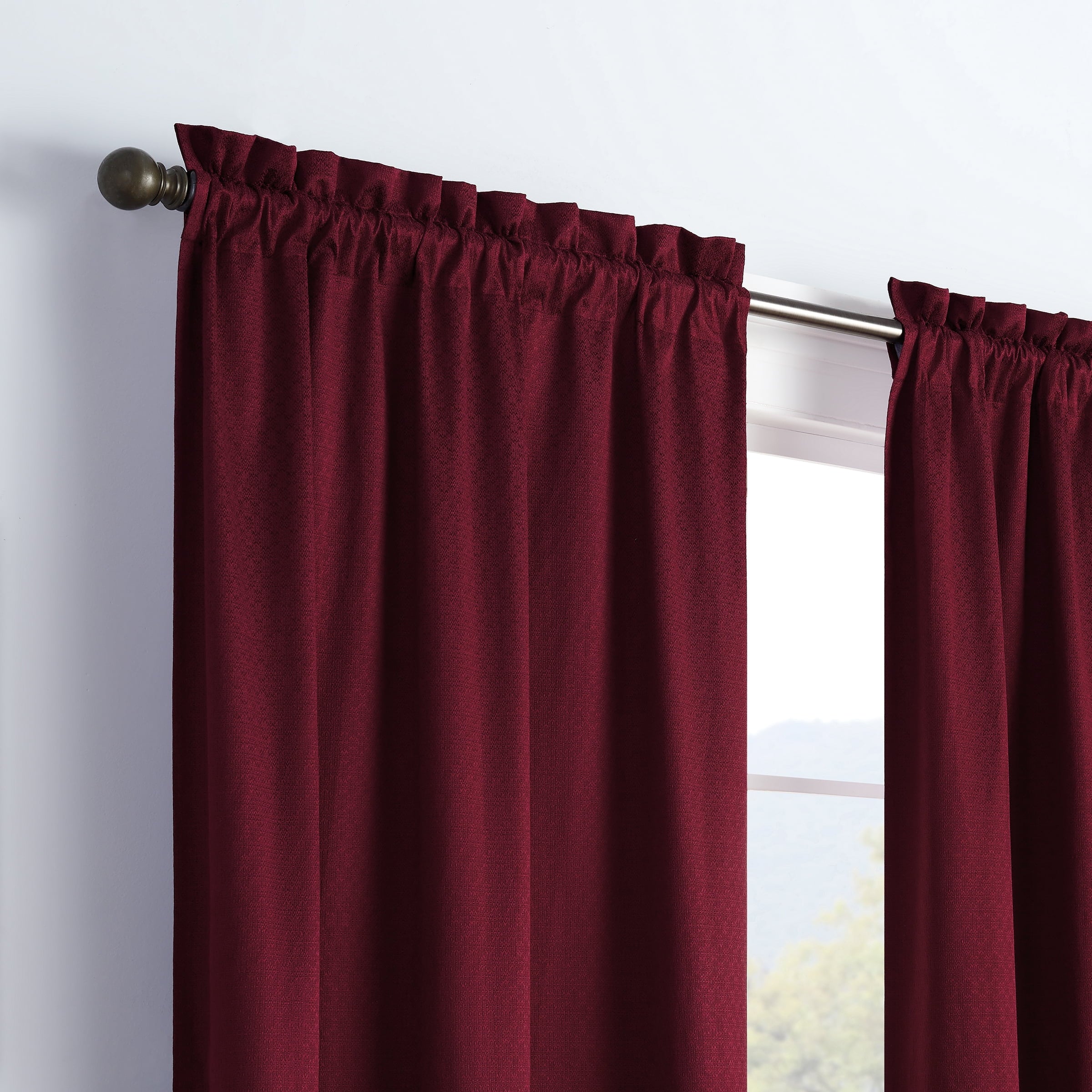 Eclipse Canova Solid Room Darkening Rod Pocket Single Window Curtain Panel, Burgundy, 42 x 63