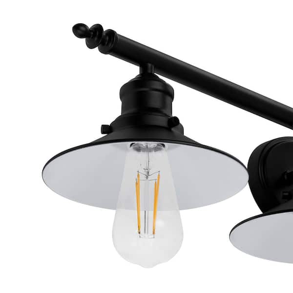 Glenhurst 34 in. 4-Light Industrial Farmhouse Black Bathroom Vanity Light Fixture with Metal Shades