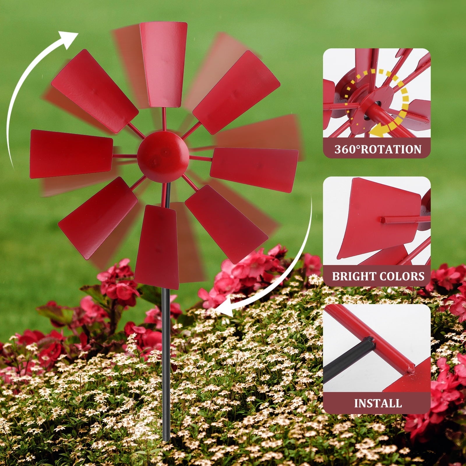 Iron Windmill Yard Winnower Garden Ornament for Outdoors