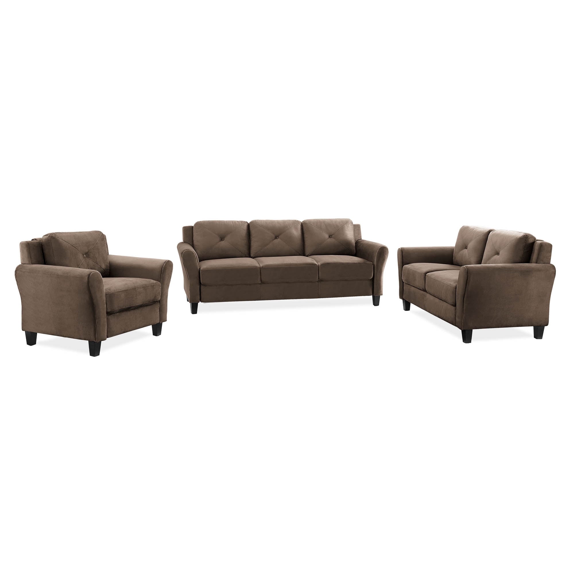 Lifestyle Solutions Taryn Loveseat with Rolled Arms, Brown Fabric