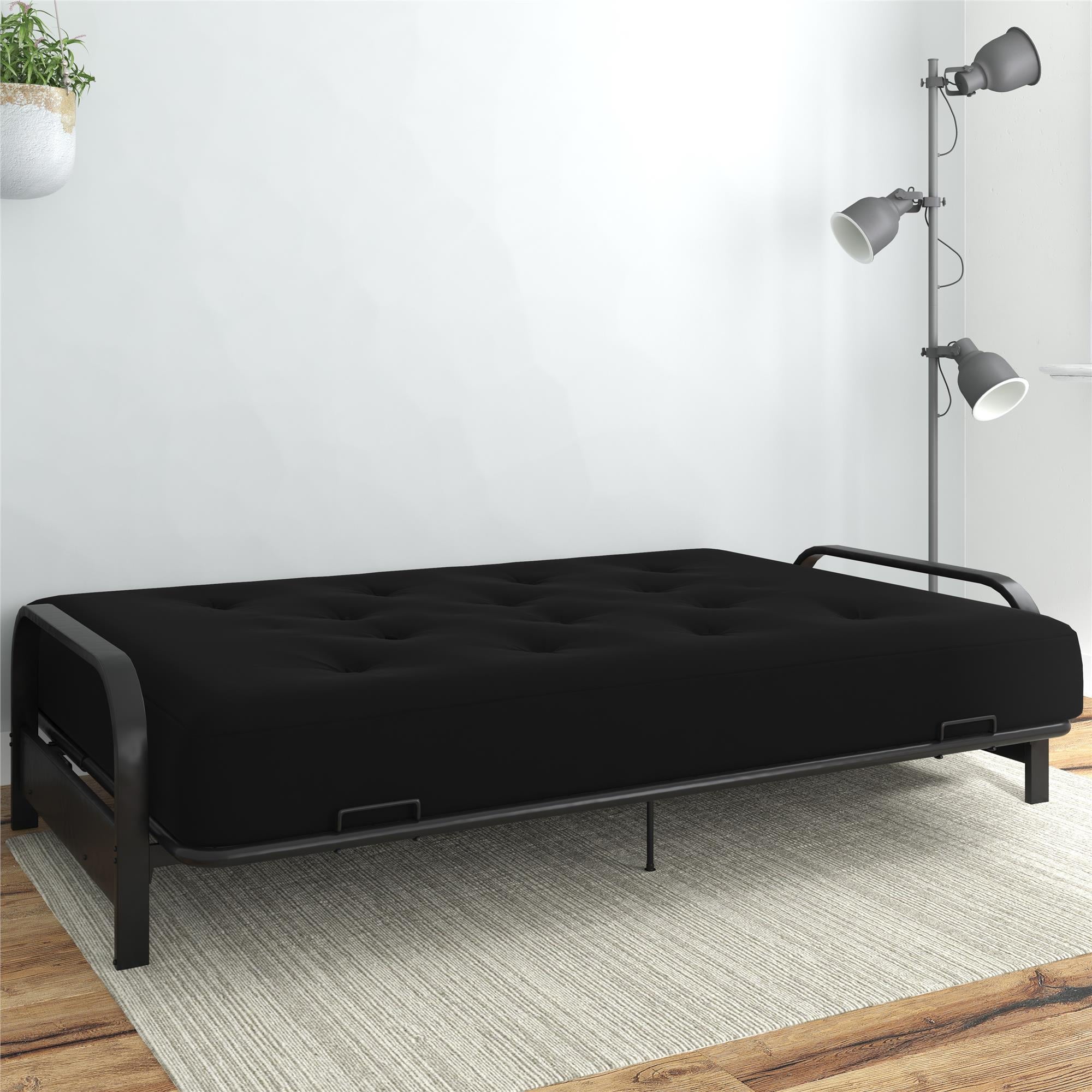 RealRooms Cozey 8-Inch Spring Coil Futon Mattress, Microfiber, Full, True Black