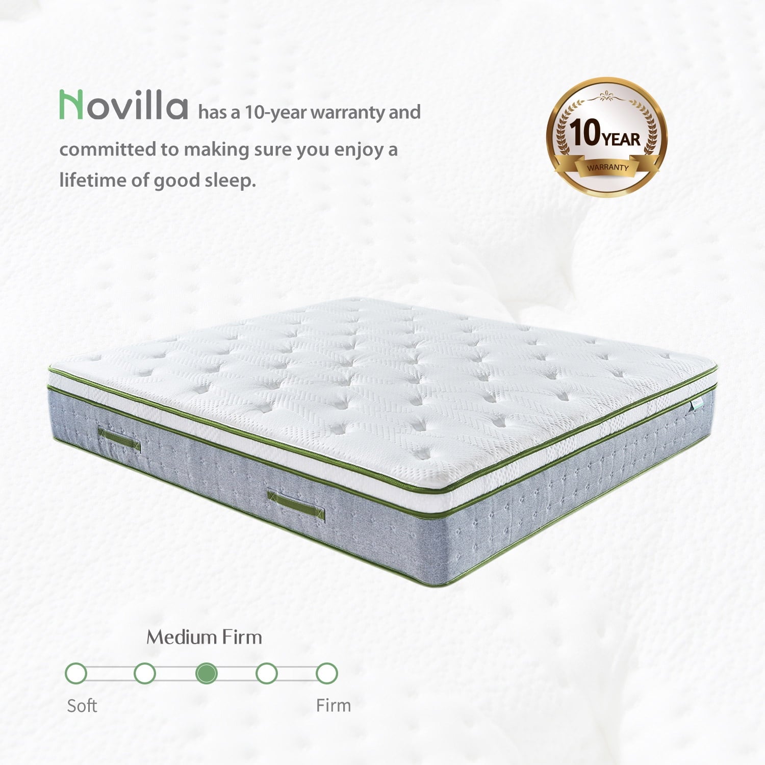 Serenity 10 inch Gel Memory Foam Innerspring Hybrid Mattress Cool Sleep, Queen Mattress