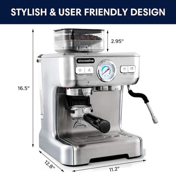 CM5700 75-Cup Silver Stainless Steel All in One 20 Bar Espresso Machine with Grinder and Powerful Steam Wand