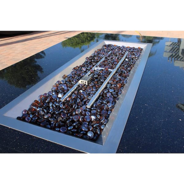 Maxwell 58 in. x 36 in. x 24 in. Rectangle Stainless Steel Propane Fire Pit Table with Cover