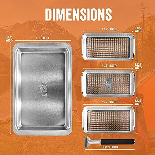 Bbq 'n Serve Grill Basket Set Includes 3 Grilling Baskets A Serving Tray & Clipo