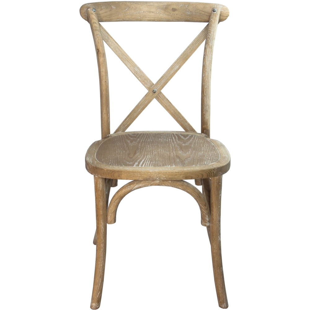 Merrick Lane X-Back Bistro Style Wooden High Back Dining Chair in Natural with White Grain