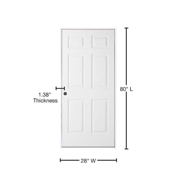 28 in. x 80 in. 6 Panel Colonist Primed Right-Handed Textured Molded Composite Single Prehung Interior Door