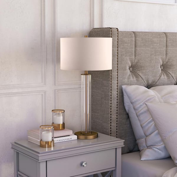 Harlow 29 in. Brass and Clear Glass Table Lamp