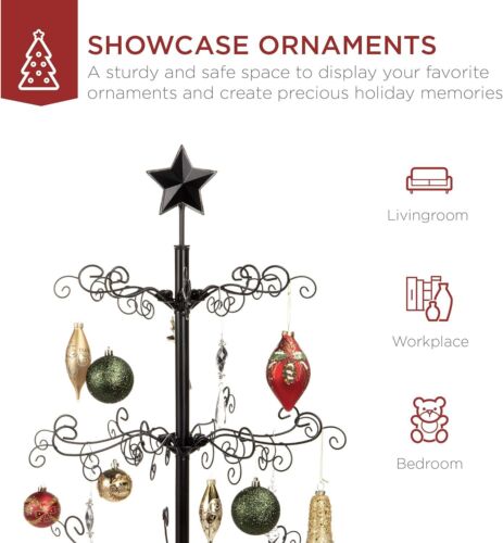 3ft/6ft Wrought Iron Ornament Display Christmas Tree w/Easy Assembly and Stand