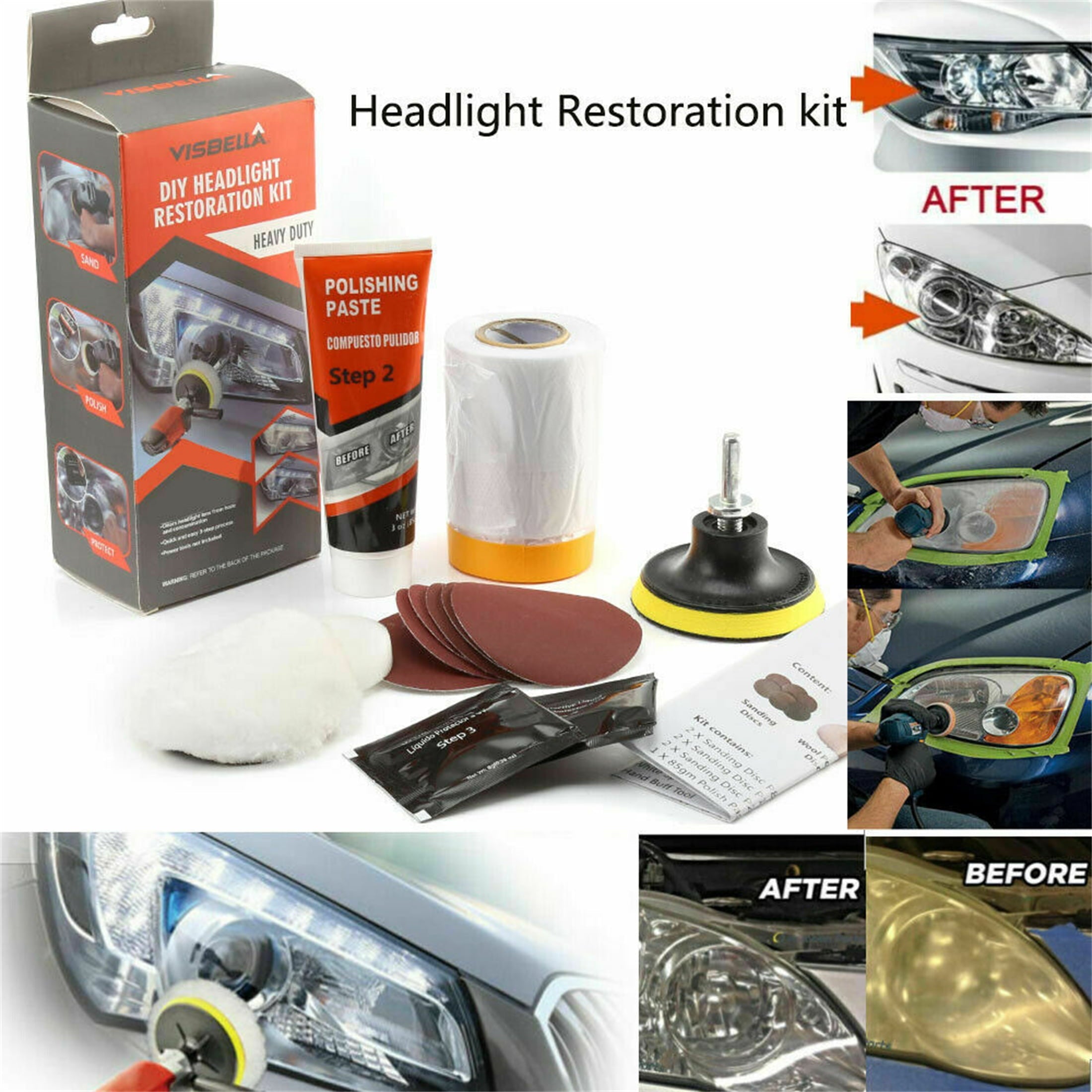Headlight Restoration Kit Car Lamp Lens Cleaning Restoration Repair Set