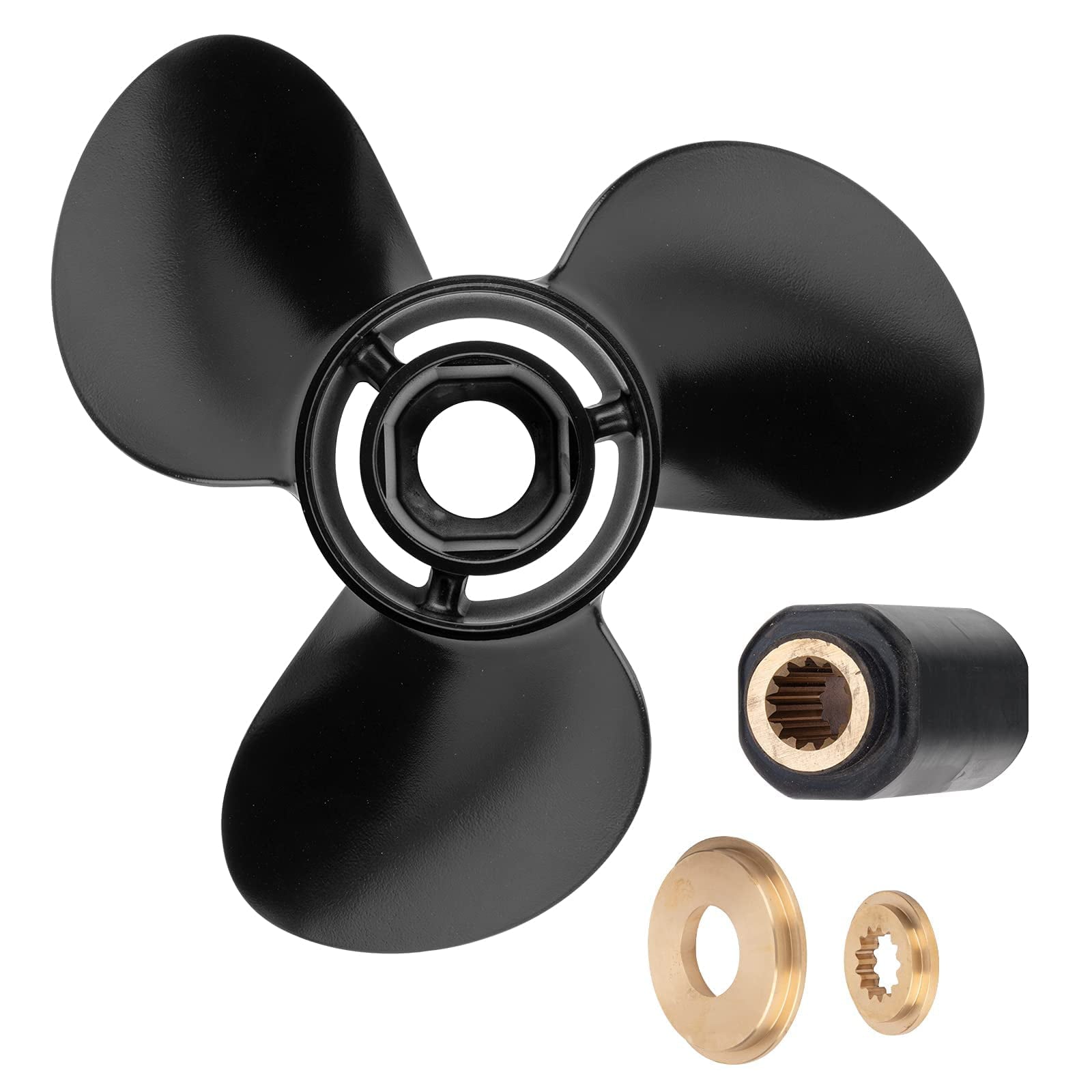Qiclear OEM 13 1/4x17 Upgrade Aluminum Propeller Fit BRP Johnson Evinrude OMC Stern Drive 40-140 HP (Hub Kits Included) 13 Spline Tooth Parts No. 765183 RH