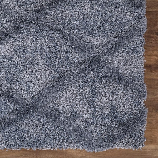 Valencia Blue Shag 6 ft. x 9 ft. Trellis Shag Area Rug