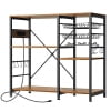 Dinaza Bakers Rack with Power Outlet 4/5 Tier Microwave Stand with Kitchen Storage Shelf Rack Mug Holder 10 S-Shaped Hooks for Kitchen Living Room Coffee Bar Station