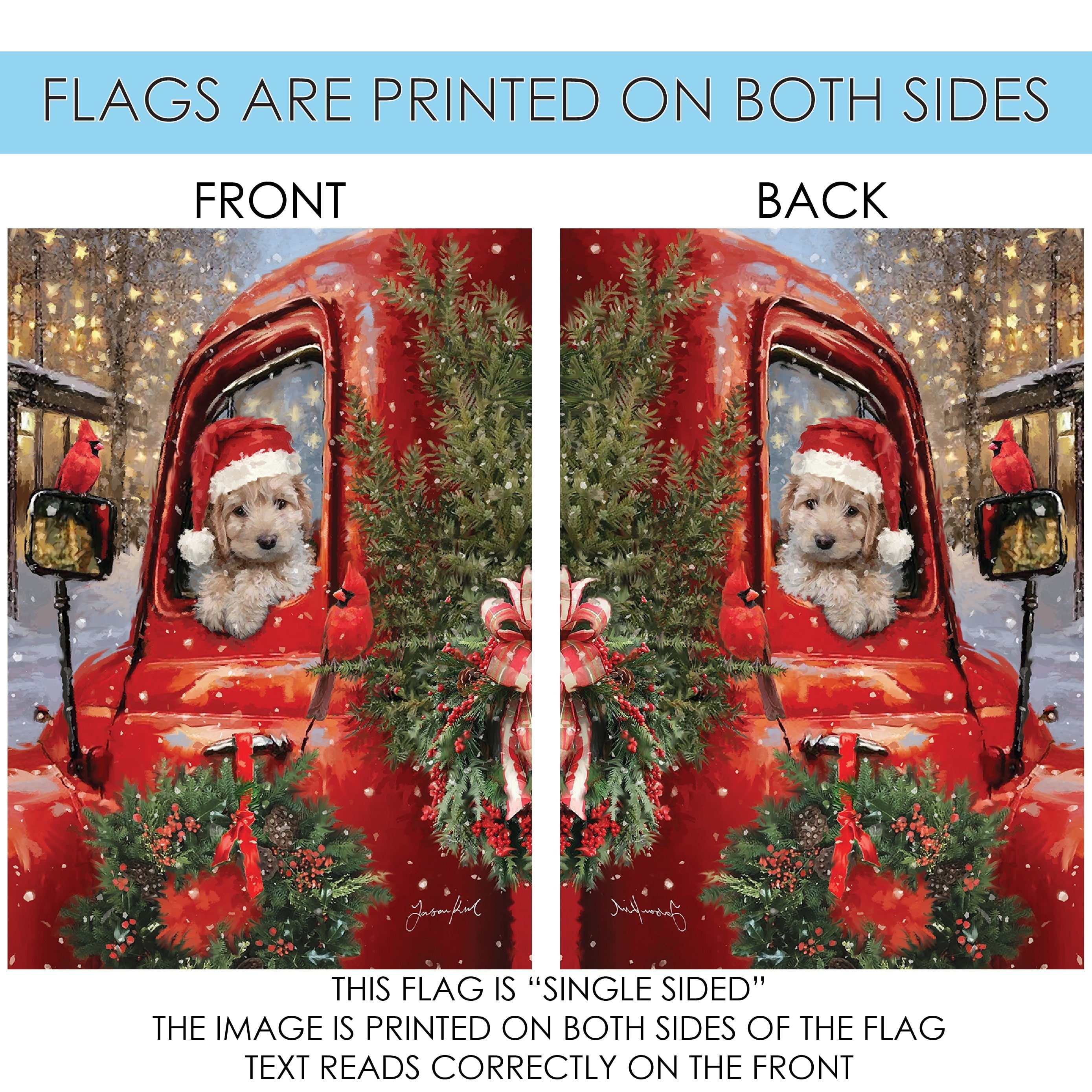 Toland Home Garden Christmas Puppy Winter Christmas Flag Double Sided 12x18 Inch