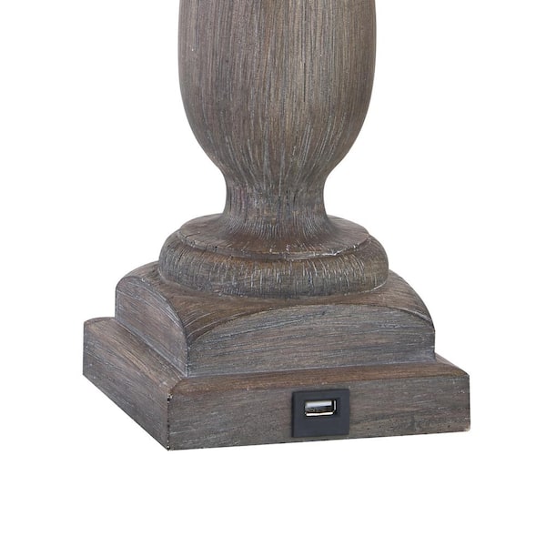 Salem 27 in. Gray Table Lamp Set With USB (2-Pack)