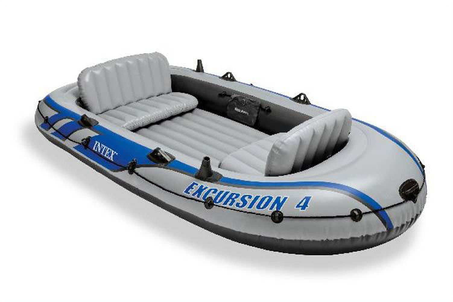Intex Excursion Inflatable Rafting Fishing 4 Person Boat w/ Oars & Pump (2 Pack)