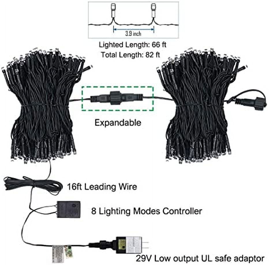 Twinkle Star 200 LED 66FT Fairy String Lights,Christmas Lights with 8 Lighting Modes,Mini String Lights Plug in for Indoor Outdoor Christmas Tree Garden Wedding Party Decoration, Multicolor