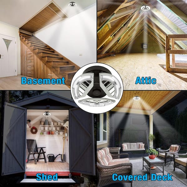 7 in. Spin Light 3 Adjustable Heads 3500 Lumens LED Flush Mount Garage Light and Basement - Screws into Lampholder