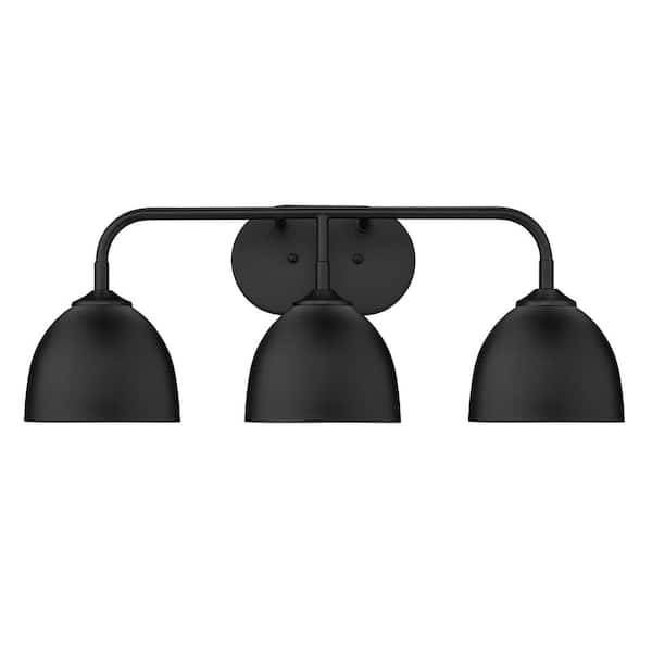 Zoey 8 in. 3-Light Matte Black Vanity Light