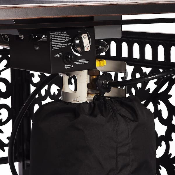 48 in. Rectangular Propane Fire Table with Fire Beads, Lid and Covers in Copper