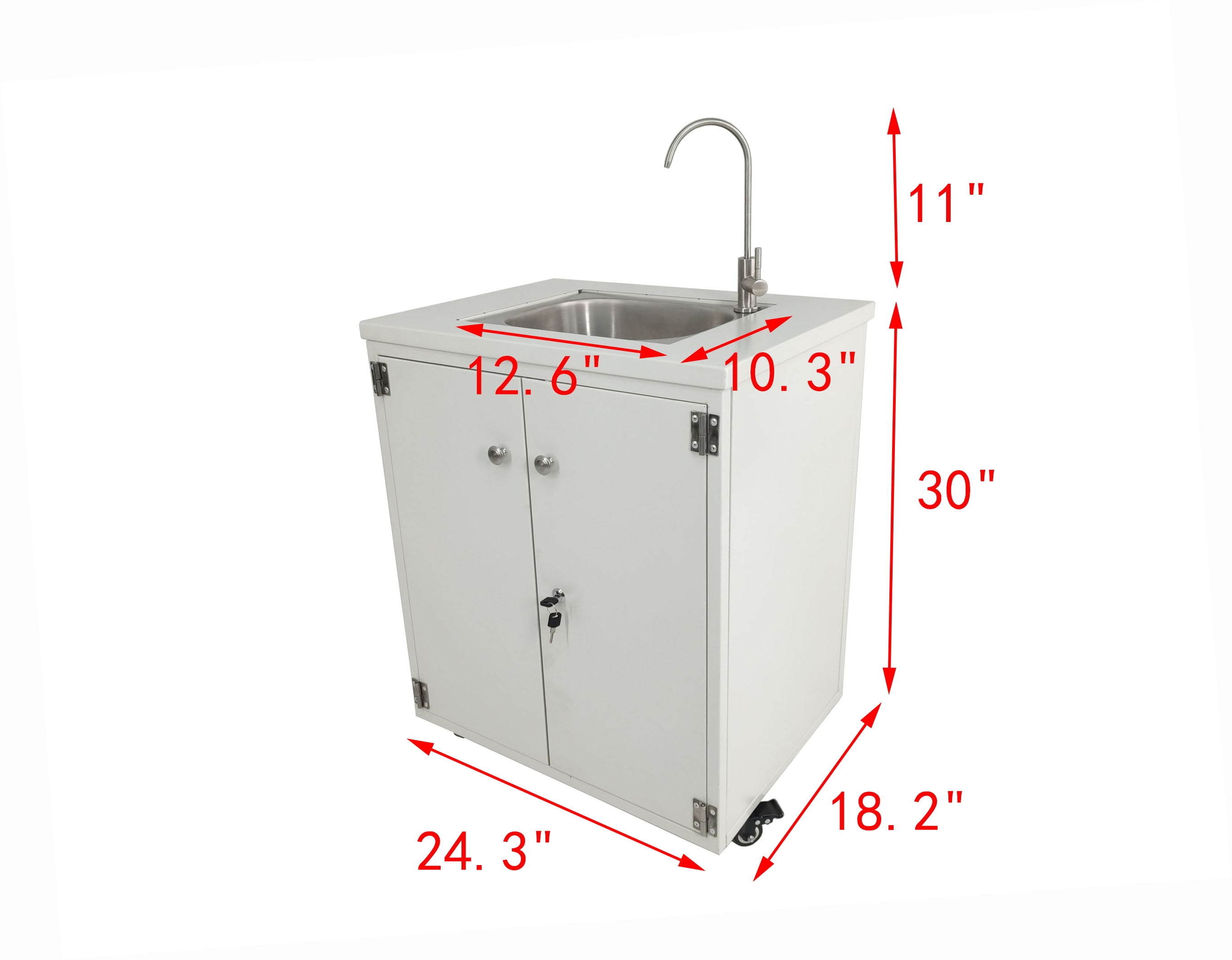 Cabinet Portable Sink Self Contained Hand Wash Station Mobile Sink Water Fountain Water Supply 110V/12V Powered Built-in Pump Water Jugs NOT included 24 X 18 X 30