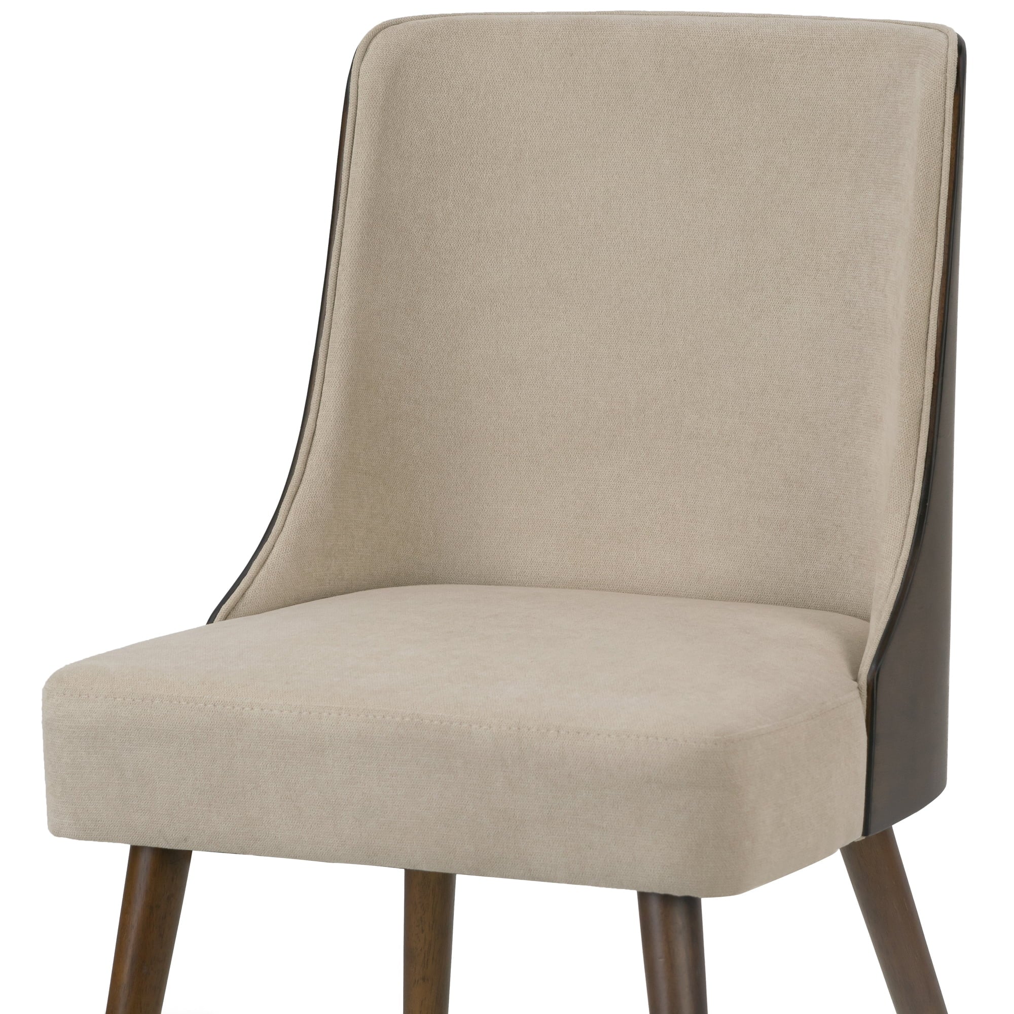 Glamour Home Set of 2 Asma Beige Fabric Chair with Dark Brown Bentwood Back and Solid Wood Legs