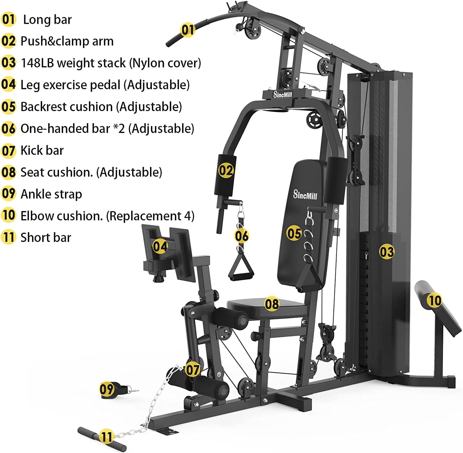 Home Gym Multifunctional Full Body Home Gym Equipment WLSCM-1148L