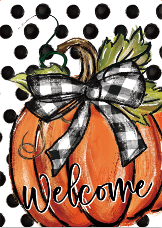 Artoid Mode Polka Dot Watercolor Pumpkin Bow Fall Garden Flag 12 x 18 Inch, Double Sided, Burlap Yard Outdoor Decor