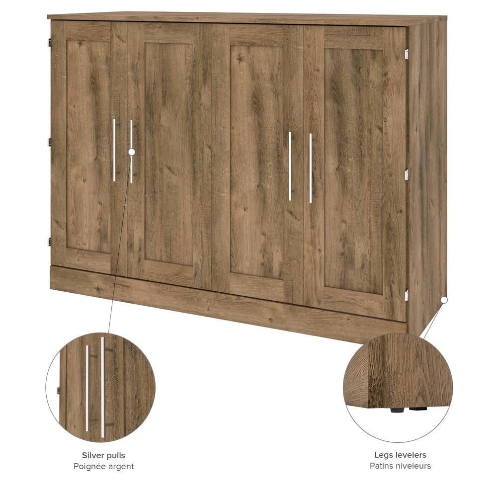 Pur by Bestar Full Cabinet Bed with Mattress in Rustic Brown