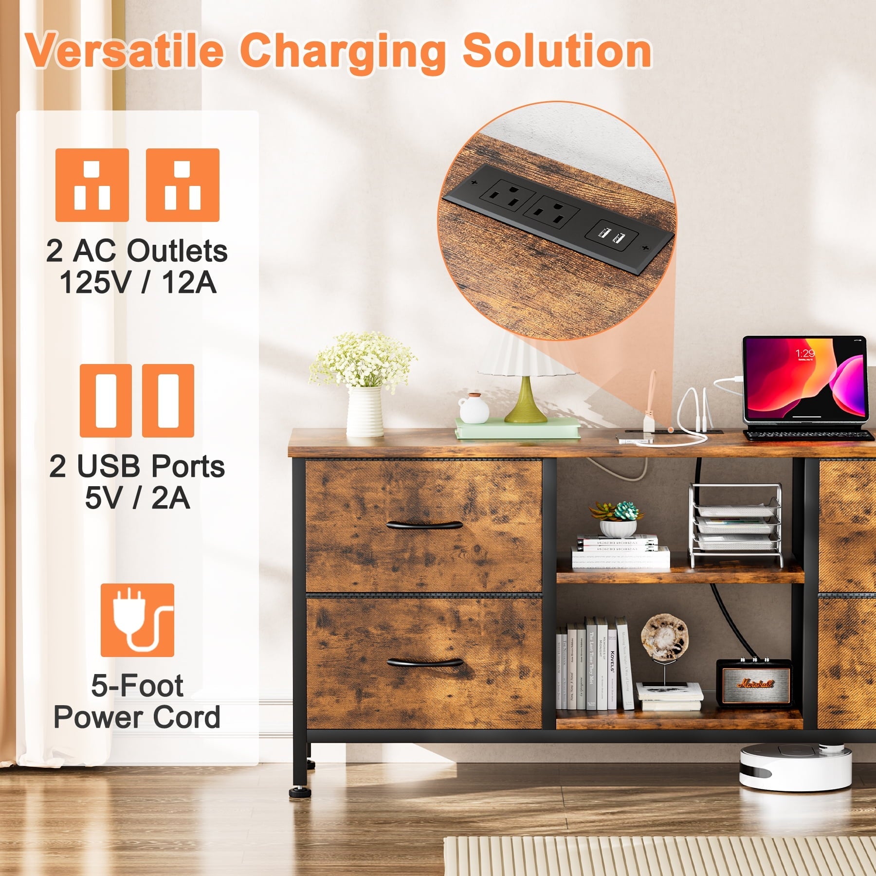 GIKPAL Dressers for Bedrooms, Dresser TV Stand for 55