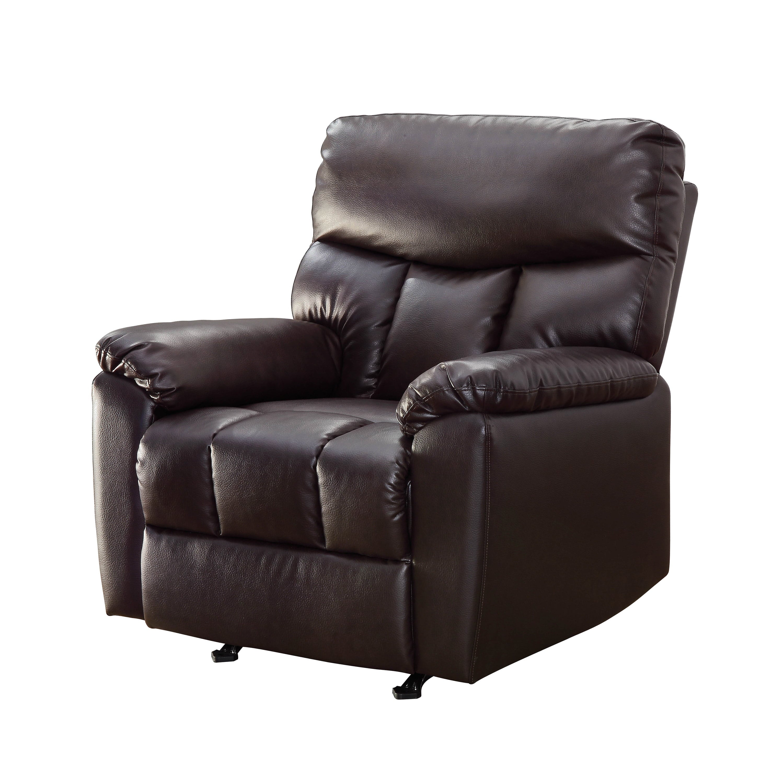 Serta Small Space Rocker Recliner, Chocolate Brown Faux Leather Upholstery