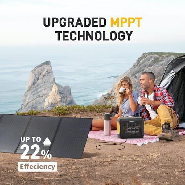 1000-Watt Continuous/2000-Watt Peak Solar Generator with 200-Watt Solar Panel Push Button Start for Outdoors, Emergency