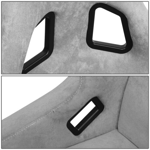 NRG INNOVATIONS GREY FIBER GLASS FRAME ALCANTARA PRISMA FIXED RACING BUCKET SEAT