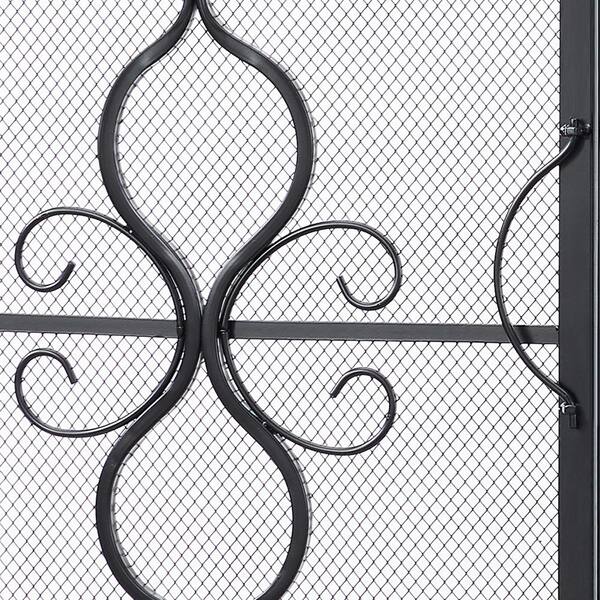 Brescia Black Iron 2-Panel Fireplace Screen with Decorative Filigree