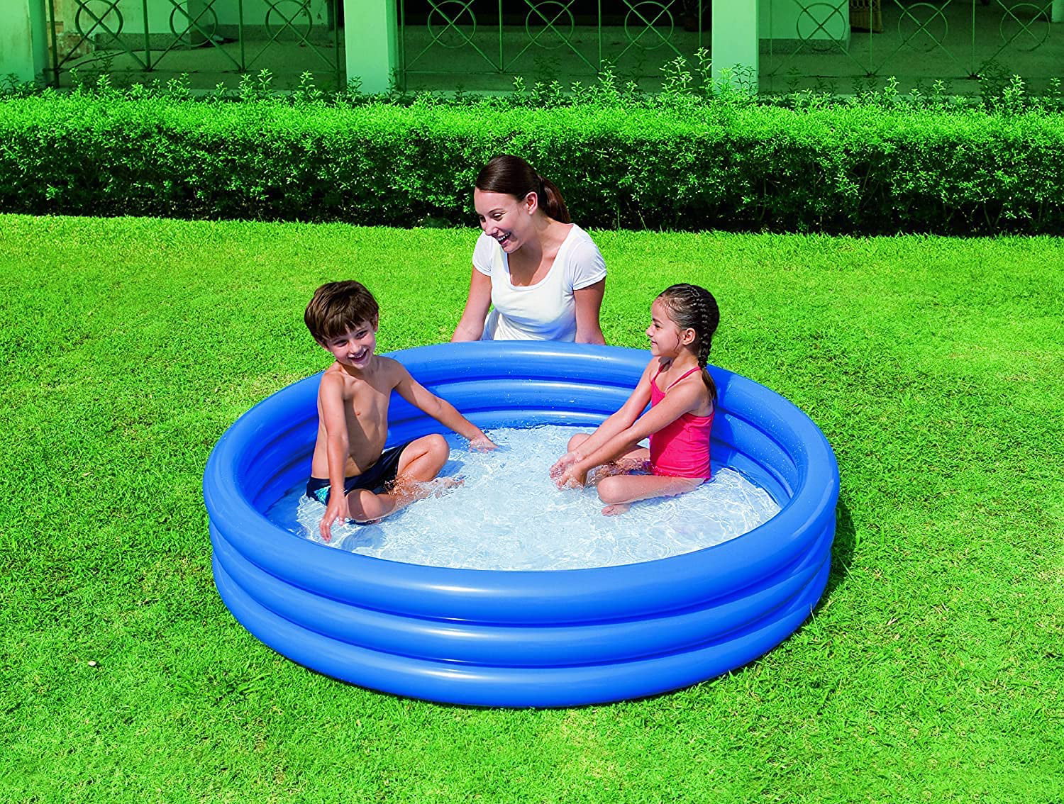 H2OGO! 3 Rings Kiddie Pool for Toddler, Kids Swimming Pool, Inflatable Baby Ball Pit Pool (Blue, 60