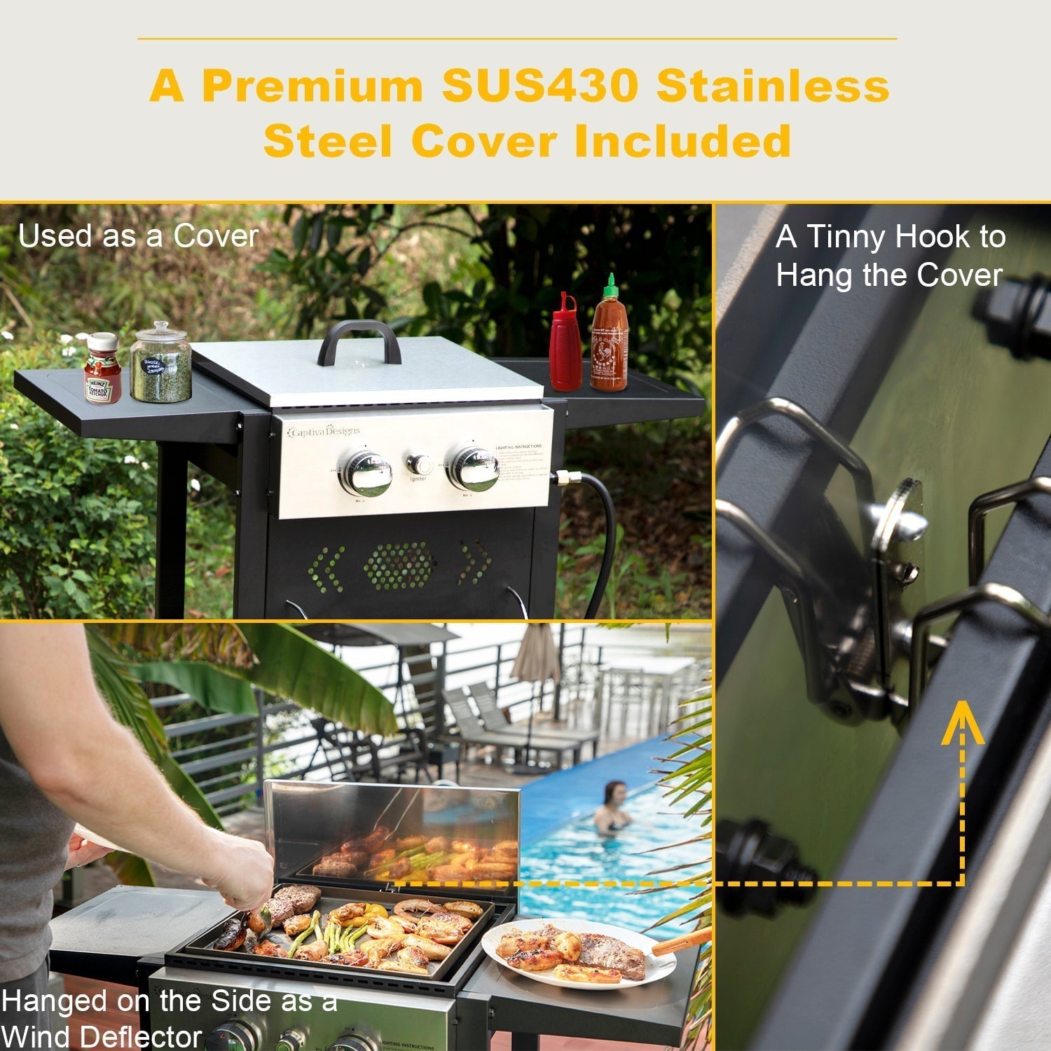 2-Burner Gas Grill and Griddle Combo with Wheels