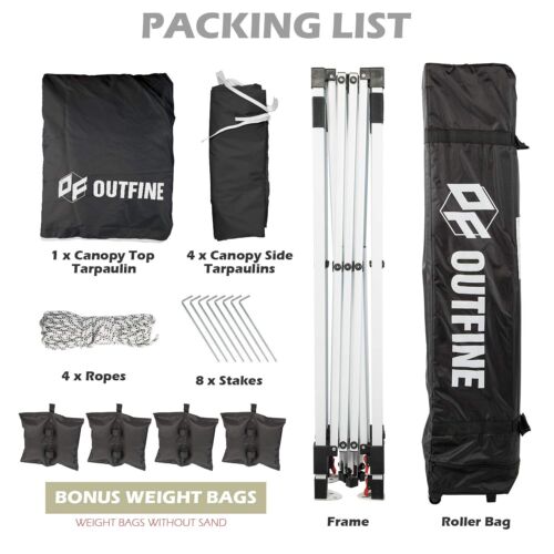 OUTFINE Canopy 10'x10' Pop Up Commercial Instant Gazebo Tent, Fully Waterproo...