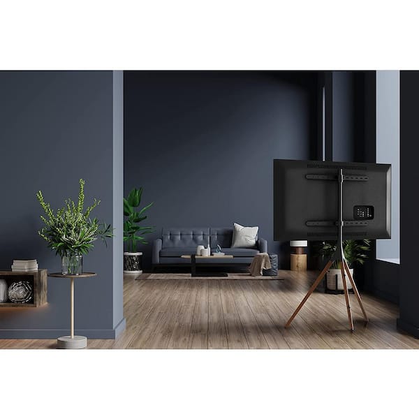 Artistic Wooden Tripod TV Stand with Mount for TVs 47 in.  - 72 in.  Up to 55 lbs.