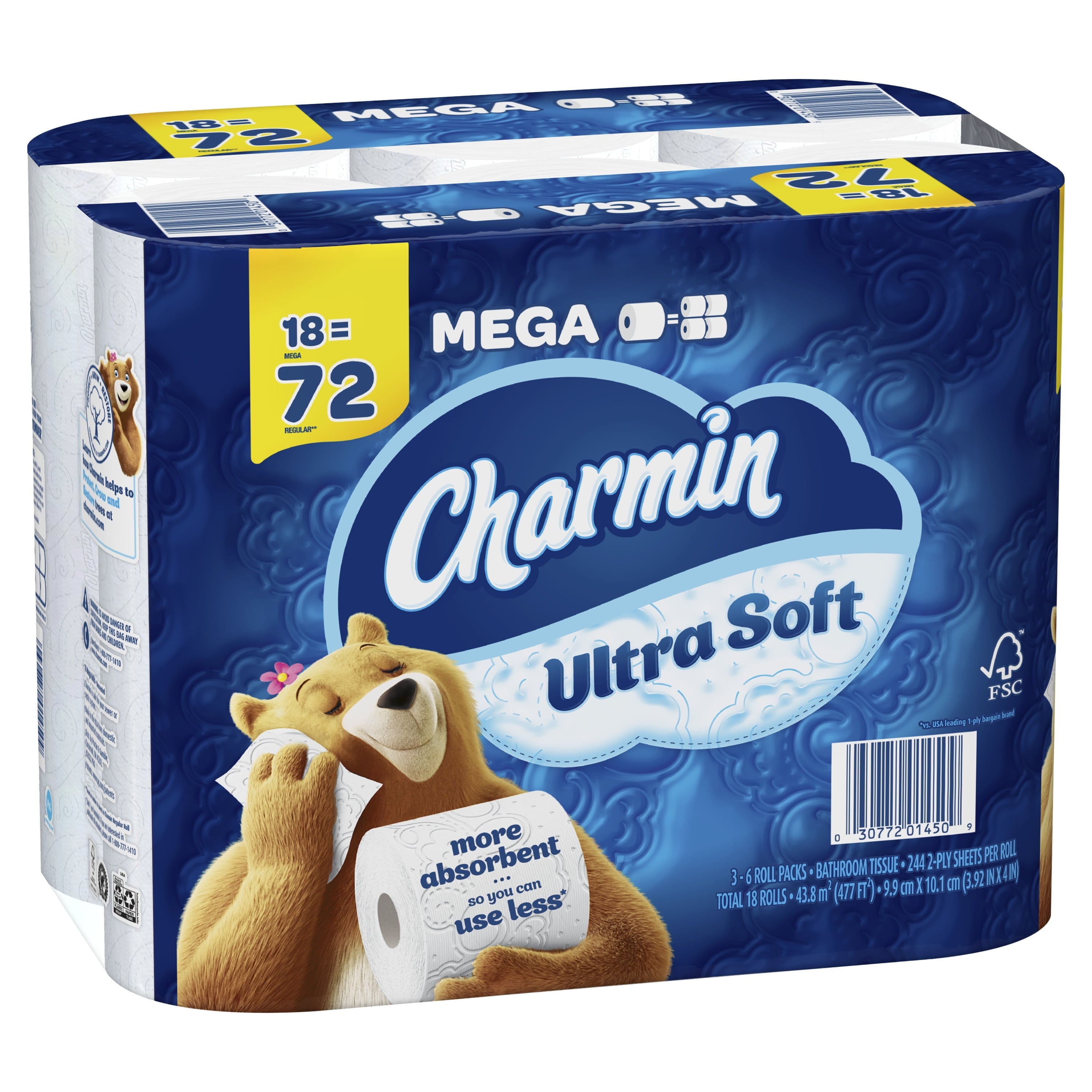 Charmin Ultra Soft Toilet Paper, 18 Mega Rolls