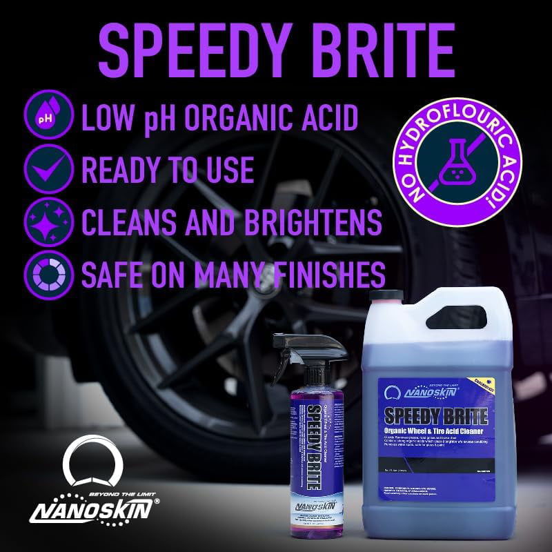 Nanoskin SPEEDY BRITE Organic Wheel & Tire Acid Clea ner - 1 Gallon