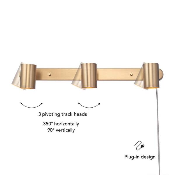 1.85 ft. 3-Light Matte Brass Plug-In Fixed Track Lighting Kit