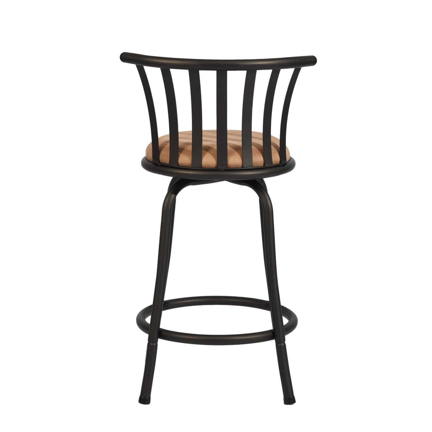 Homy Casa 24'' Swivel Counter Height Bar Stools Set of 2, Faux Leather Upholstered, Brown