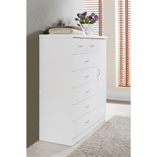 Hodedah 7 Drawer Jumbo Chest, Five Large Drawers, Two Smaller Drawers with Two L