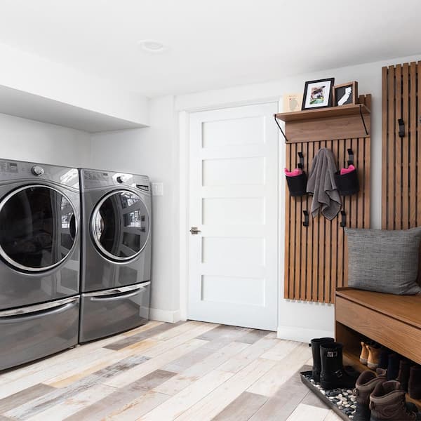 30 in. x 80 in. Shaker 5-Panel Primed Solid Hybrid Core MDF Right-Hand Single Prehung Interior Door