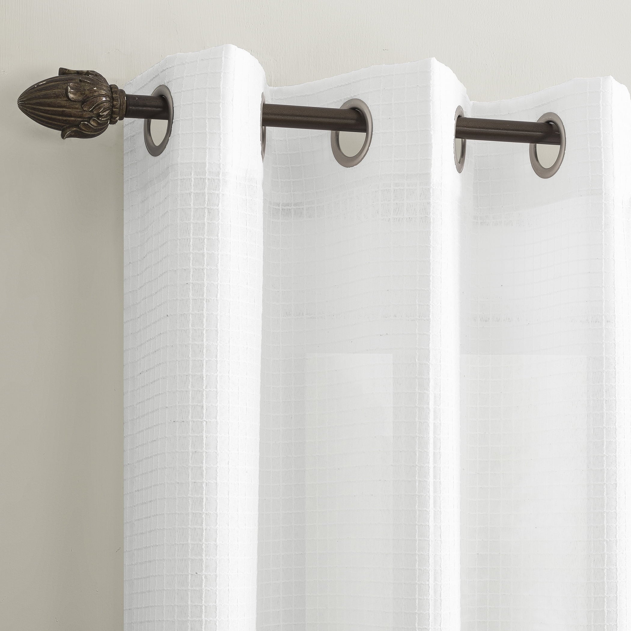 Mainstays Waffle Casual Textured Semi-Sheer Grommet Curtain Panel Pair, 38