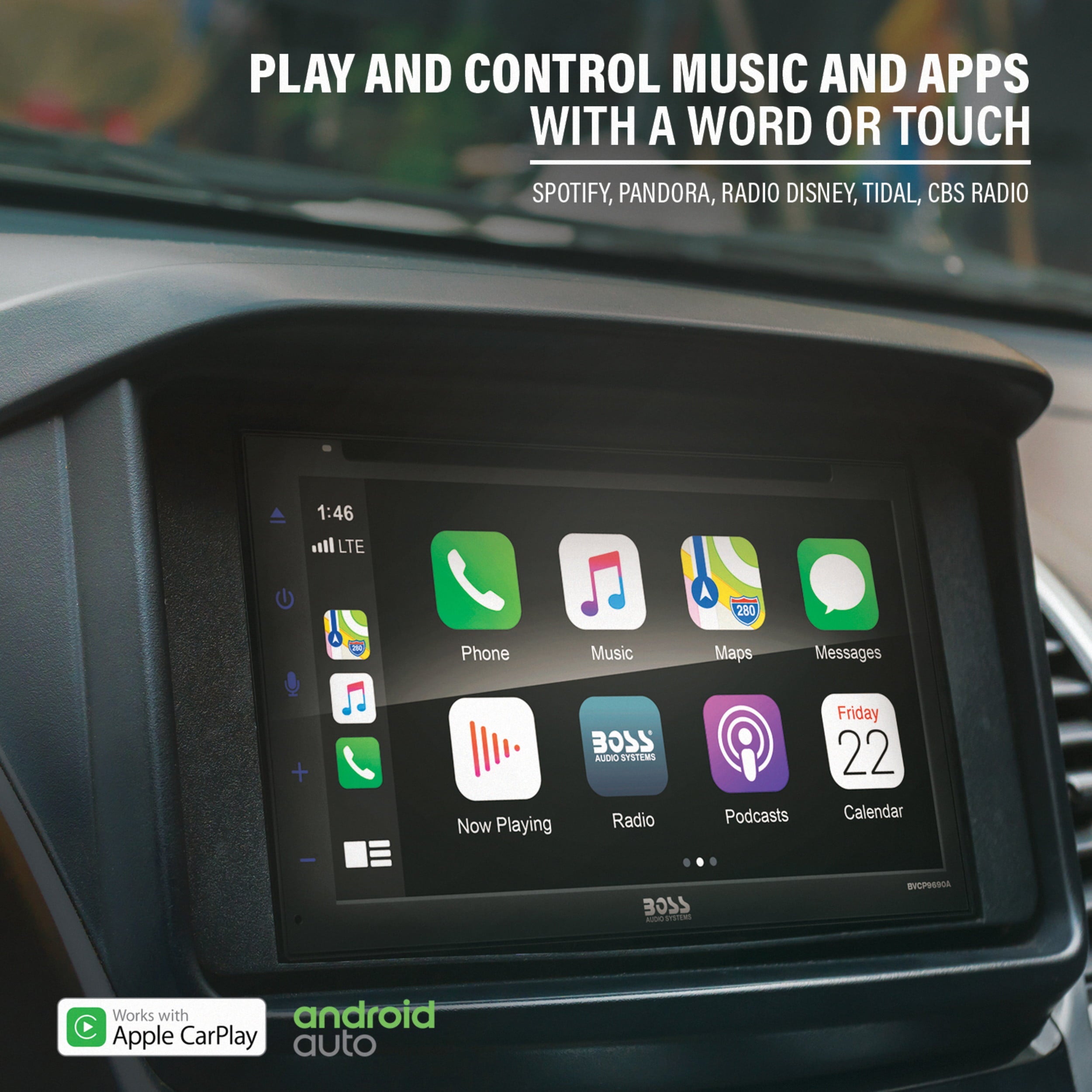 BOSS Audio Systems BVCP9690A 2 Din Apple CarPlay Android Auto Car Stereo System