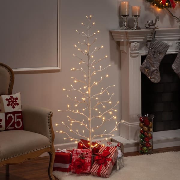 5 ft. H White Electric 2-D Tree with Warm White LED Lights and Outdoor Adapter